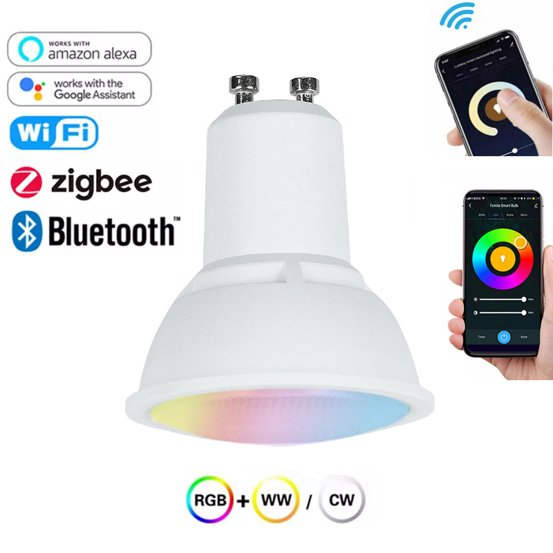 Vertex wifi alexa tuya anti glare led light gu10 lamp dimmable rgb cob zigbee gu10 smart led bulb