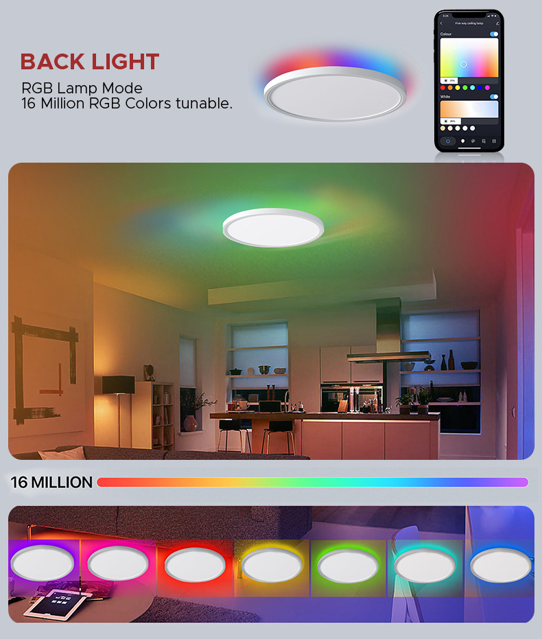 Modern semi flush mount rgb ceiling lighting tuya smart wifi ceiling light led plafond lamp