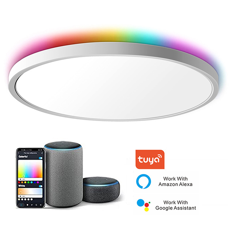 Multifunctional Wifi tuya Voice APP Alexa Control Music smart ceiling light led panel light for Bedroom Living Room