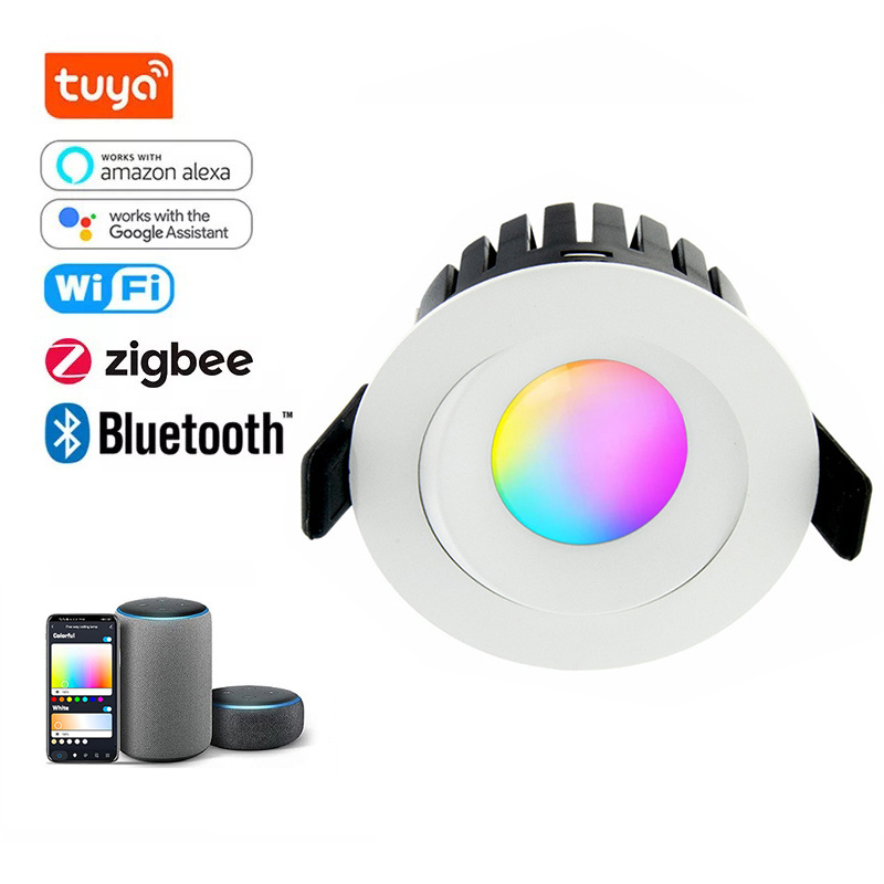 IC Rated zigbee tuya  smart spot lights rgbw recessed led downlight with bluetooth speaker