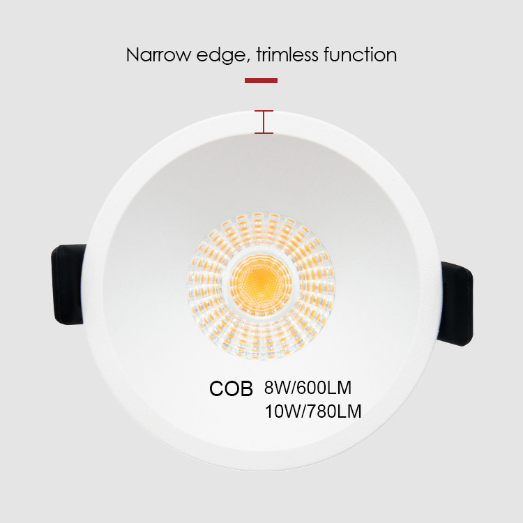 CE SAA RoHS Narrow edge Deep anti-glare Recessed trimless led cob downlight 10W