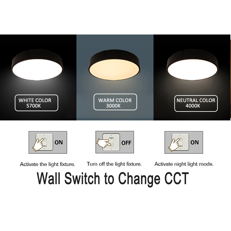 LED Flush Mount Ceiling Light Fixture CCT 3000k/4000k/5700K 11.8 Inch 20W Flat Modern Round Lighting Fixture