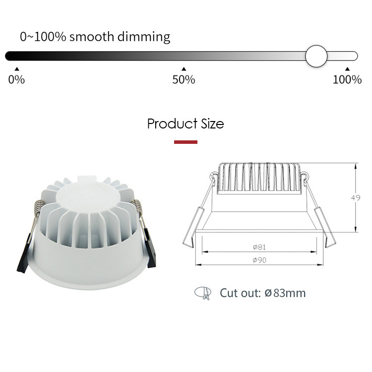 CE SAA RoHS Narrow edge Deep anti-glare Recessed trimless led cob downlight 10W