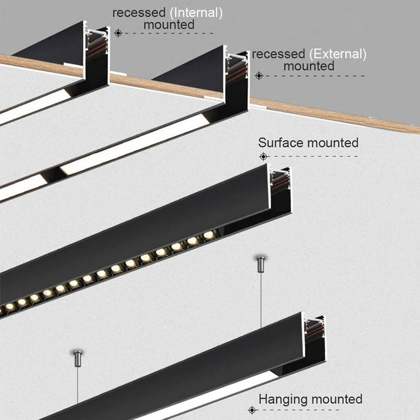 magnetic track light Modern 48V Dimming Wires Linear Ceiling Recessed Complete Led Cob Magnetic Track Rail  lighting Custom