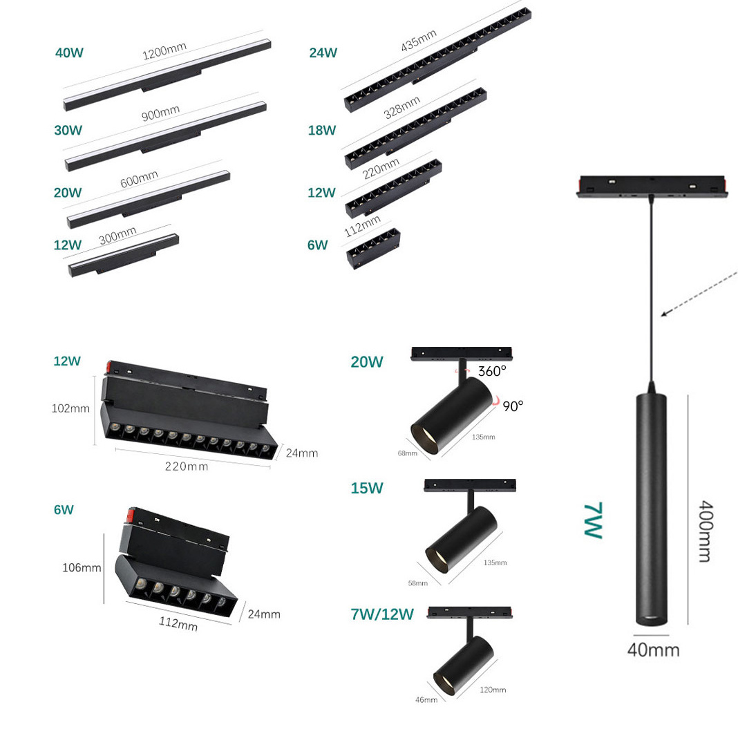 magnetic track light Modern 48V Dimming Wires Linear Ceiling Recessed Complete Led Cob Magnetic Track Rail  lighting Custom