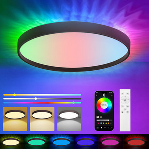 Easy Install Flush Mount Round Panel Lamp Ultra Thin Color Changing Rgb Led Ceiling Light Ce Rohs Ic Approved Led Ceiling Light