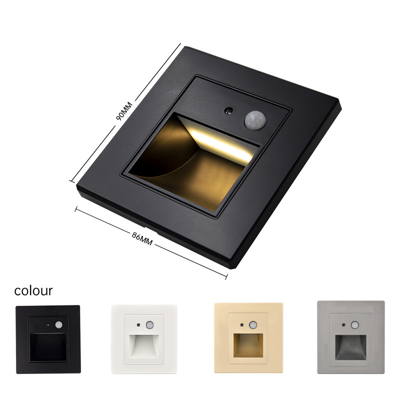 Foot light AC110V-230V Step lighting Smart Motion Sensor Square LED For Indoor Wall Recessed Lights lamp Outdoor 3000K