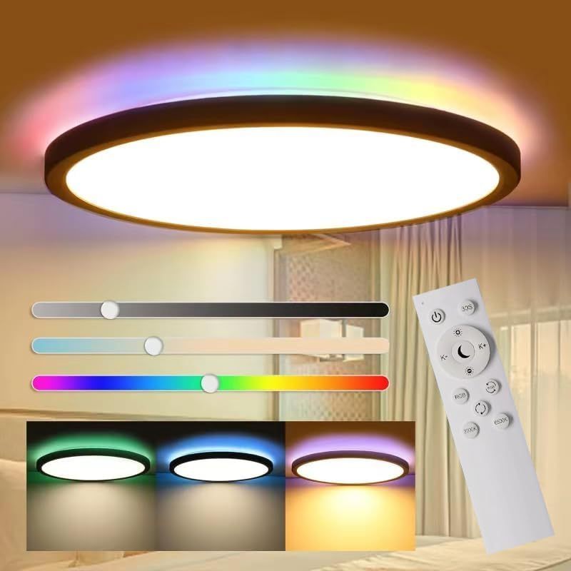 Easy Install Flush Mount Round Panel Lamp Ultra Thin Color Changing Rgb Led Ceiling Light Ce Rohs Ic Approved Led Ceiling Light