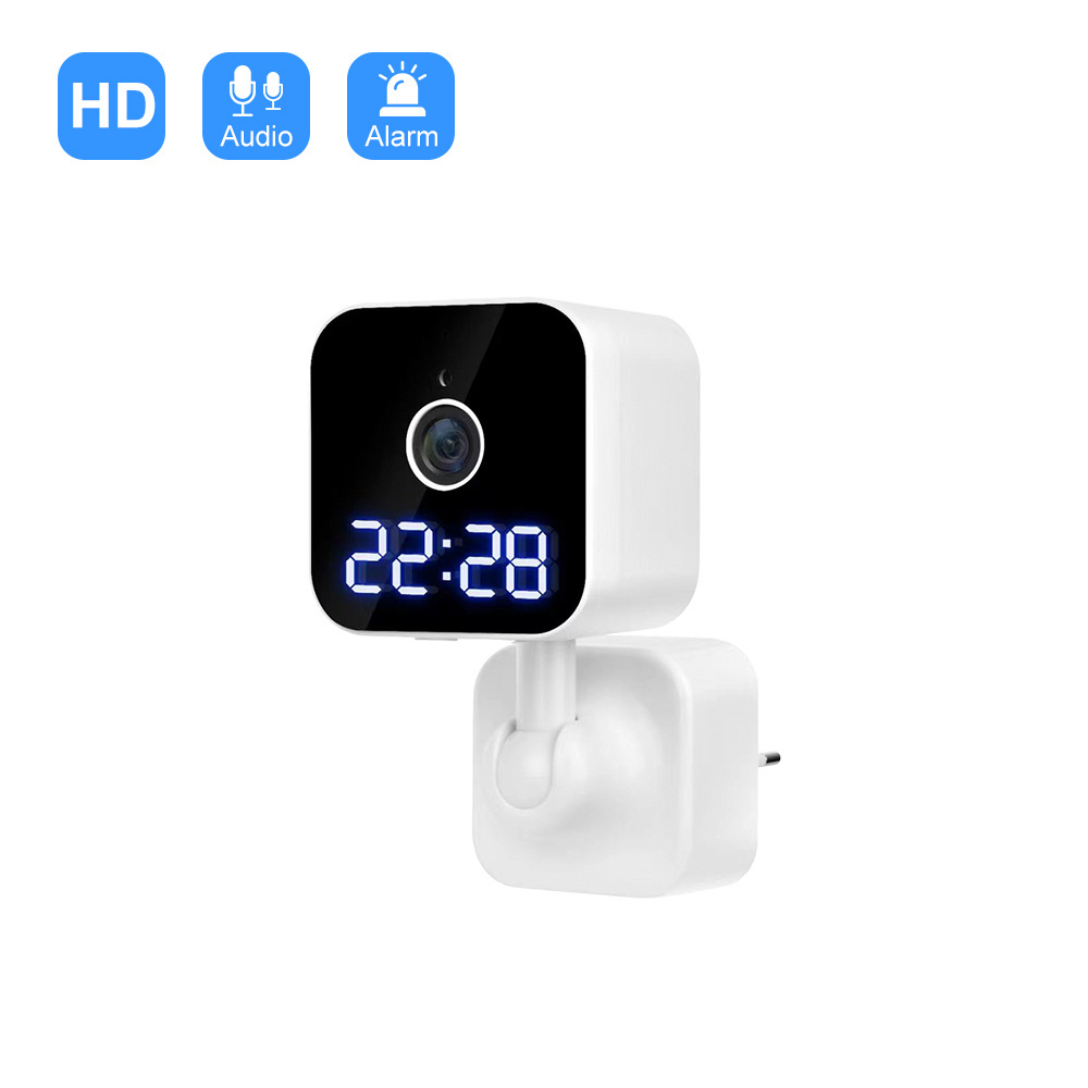 V380 3MP Two Way Audio Ir Mini Cctv Security Camera Baby Plug Direct Wireless Audio Smart PLUG Clock Camera With Clock