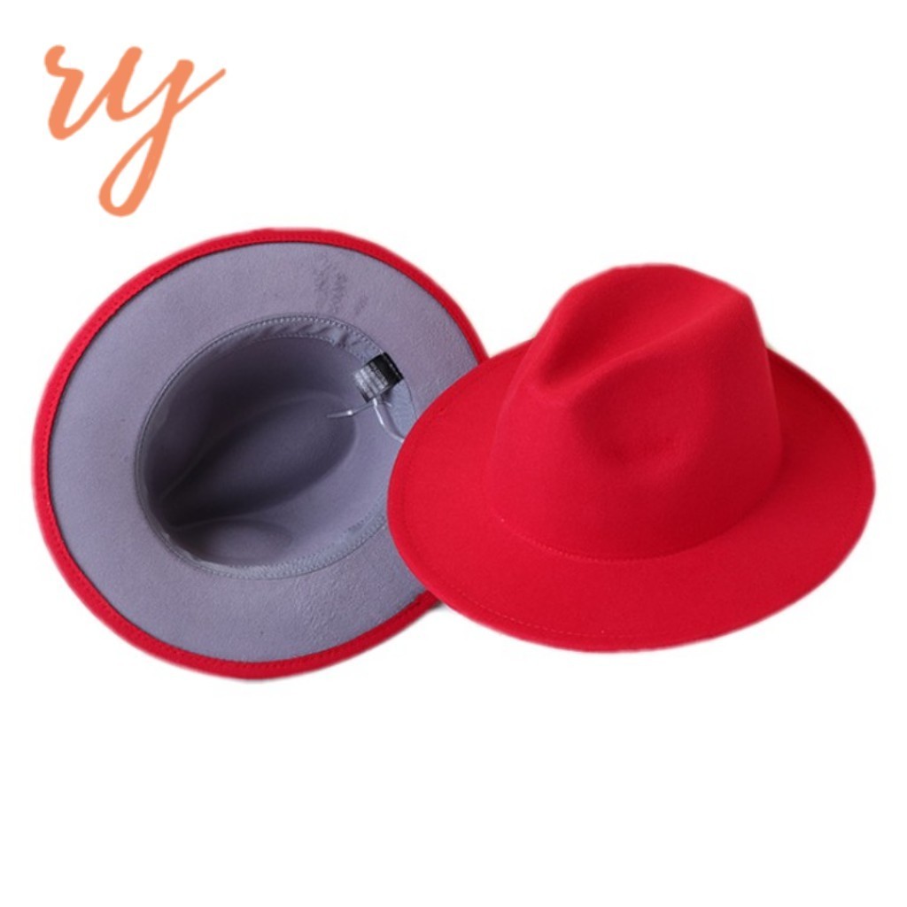 30 colors Blue red two tone red bottom Felt fedora hats women Jazz Panama mens dress hats wholesale