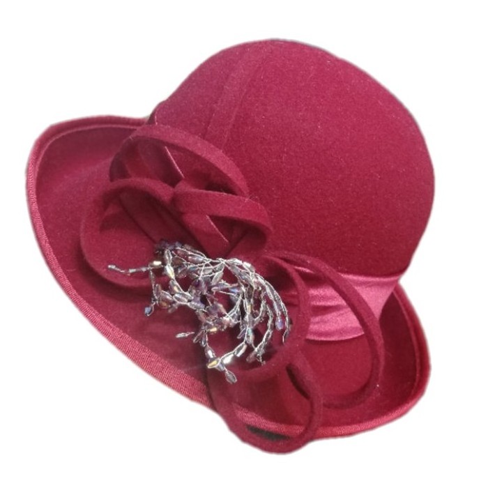 new hot sell 100% Wool Felt Cloche Bucket Bowler Hat Wedding Hats Winter Women Church Hats wide upturn brim