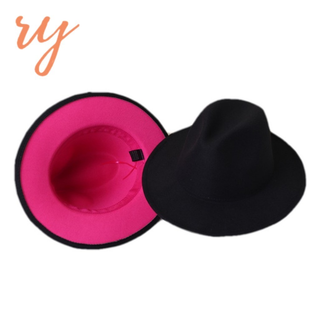 30 colors Blue red two tone red bottom Felt fedora hats women Jazz Panama mens dress hats wholesale