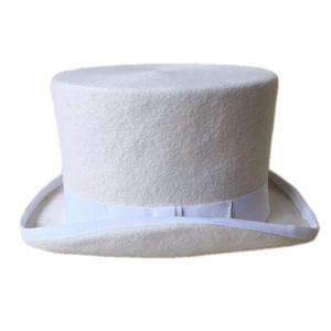 traditional wool felt white top hat quality fur hat