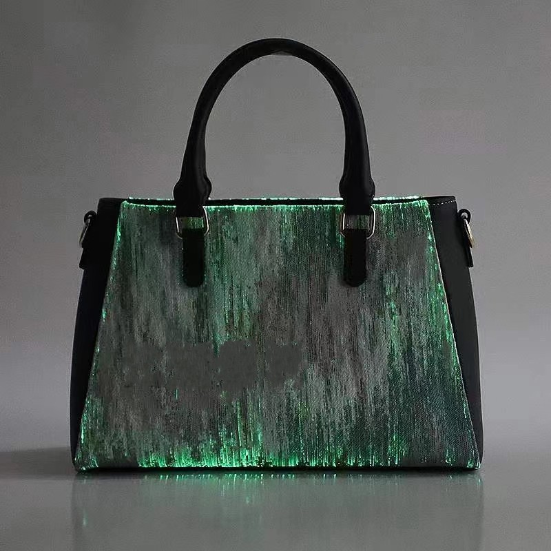 2024 new fashion women Genuine leather fiber optic glow luminous women's bag wallet Handbag Shoulder Bag purse