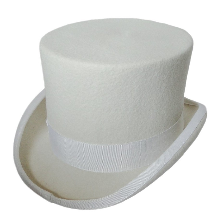 traditional wool felt white top hat quality fur hat