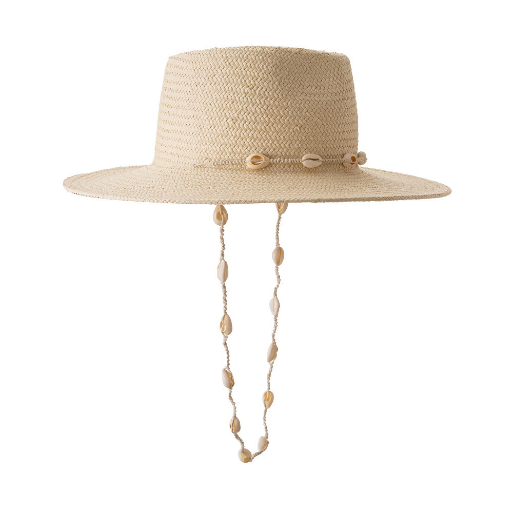 fashion hats for women shell chains beach Hat Upf50+ UV protection wide brim straw stylish sun hats