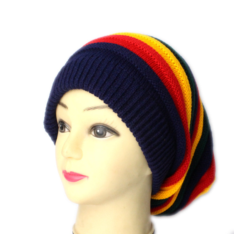 ready to ship Unisex Jamaica hats Reggae Cap Rasta Slinky Beanie Multi-Colour Striped Slouchy Baggie Skullies Gorro Rasta Hat