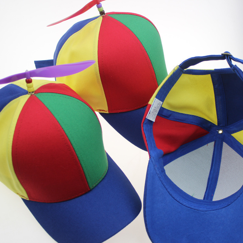 Detachable Adult Propeller Hat Baseball Cap Rainbow Top Hat Brightly Rainbow Color hats