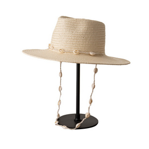 fashion hats for women shell chains beach Hat Upf50+ UV protection wide brim straw stylish sun hats