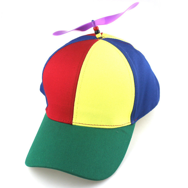 Detachable Adult Propeller Hat Baseball Cap Rainbow Top Hat Brightly Rainbow Color hats