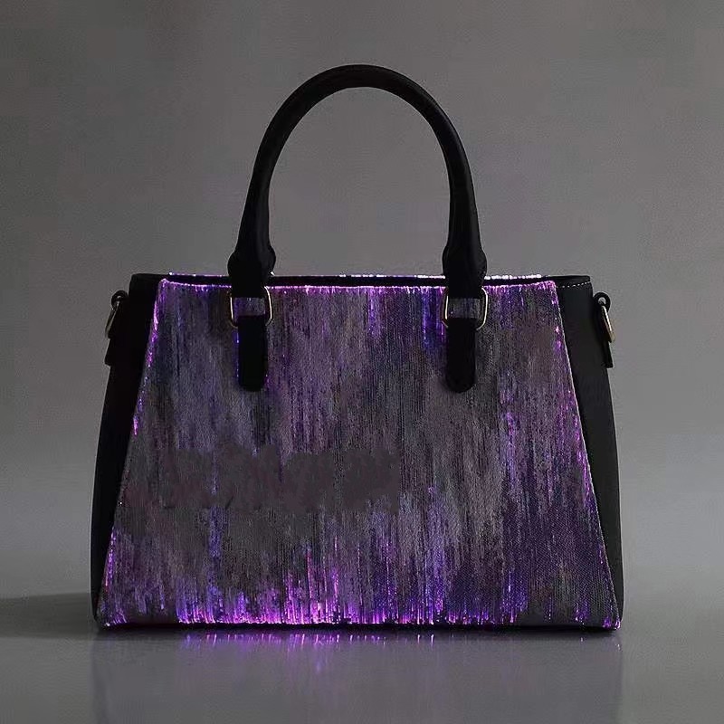 2024 new fashion women Genuine leather fiber optic glow luminous women's bag wallet Handbag Shoulder Bag purse