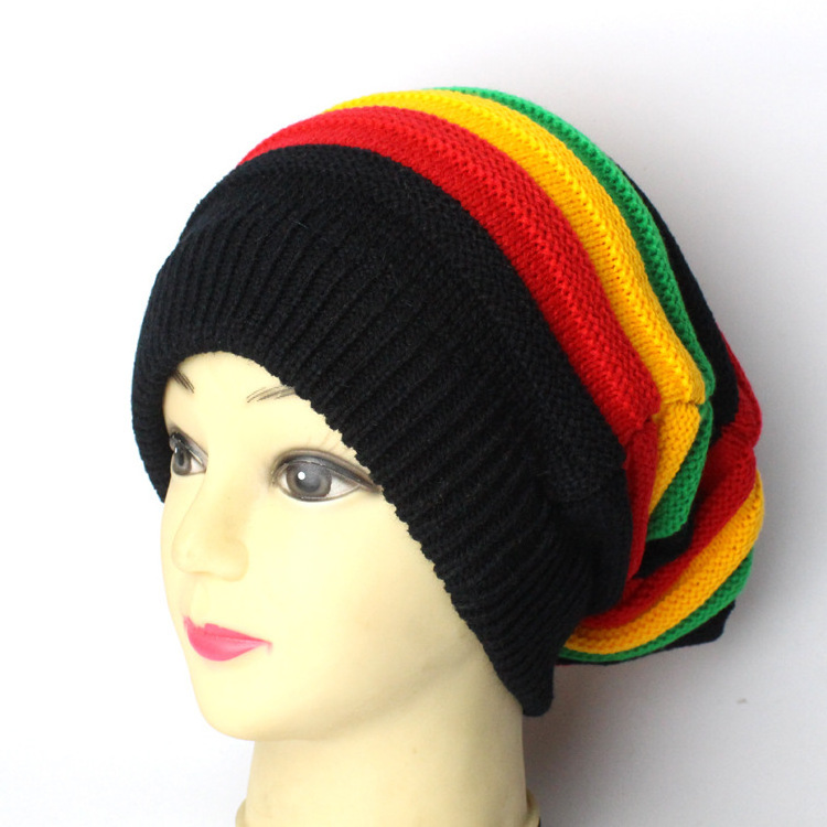 ready to ship Unisex Jamaica hats Reggae Cap Rasta Slinky Beanie Multi-Colour Striped Slouchy Baggie Skullies Gorro Rasta Hat