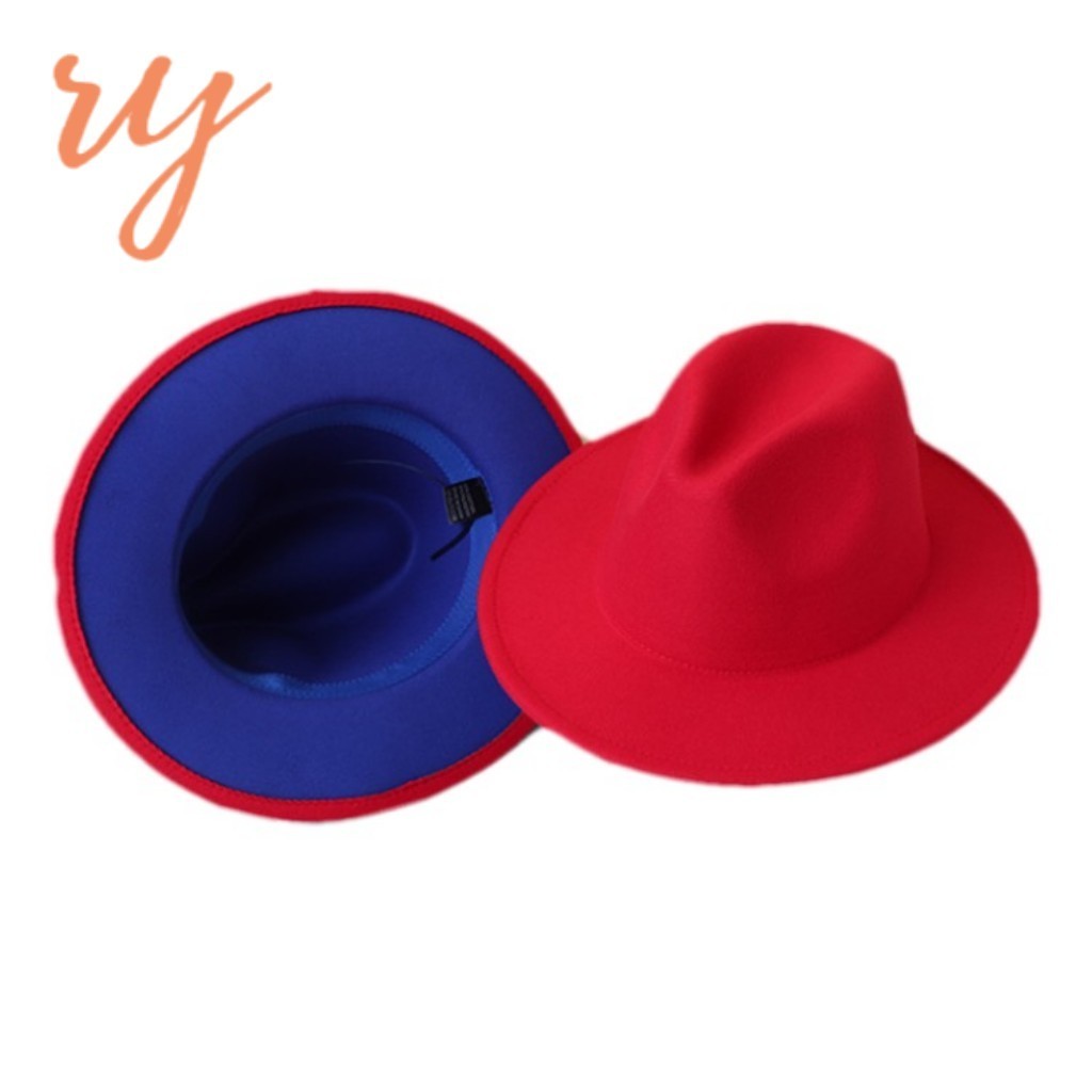 30 colors Blue red two tone red bottom Felt fedora hats women Jazz Panama mens dress hats wholesale