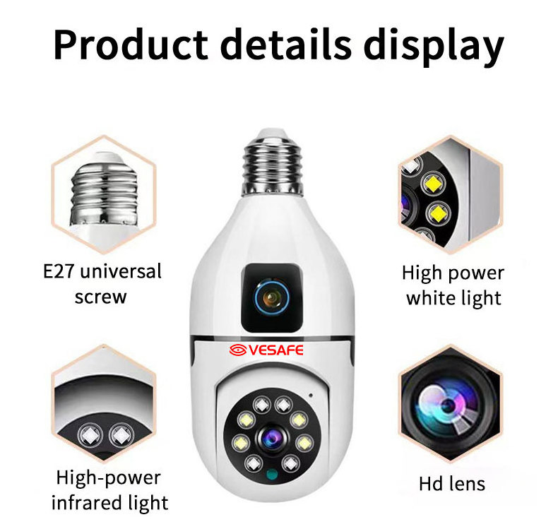 High Quality Full Color Night Vision 1080P Cctv E27 Wifi Bulb Camera Wifi Lamp Camera With Memory Card