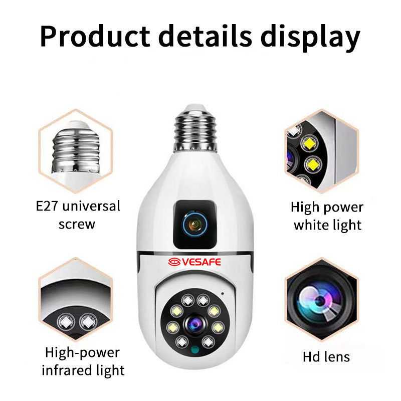 High Quality Full Color Night Vision 1080P Cctv E27 Wifi Bulb Camera Wifi Lamp Camera With Memory Card