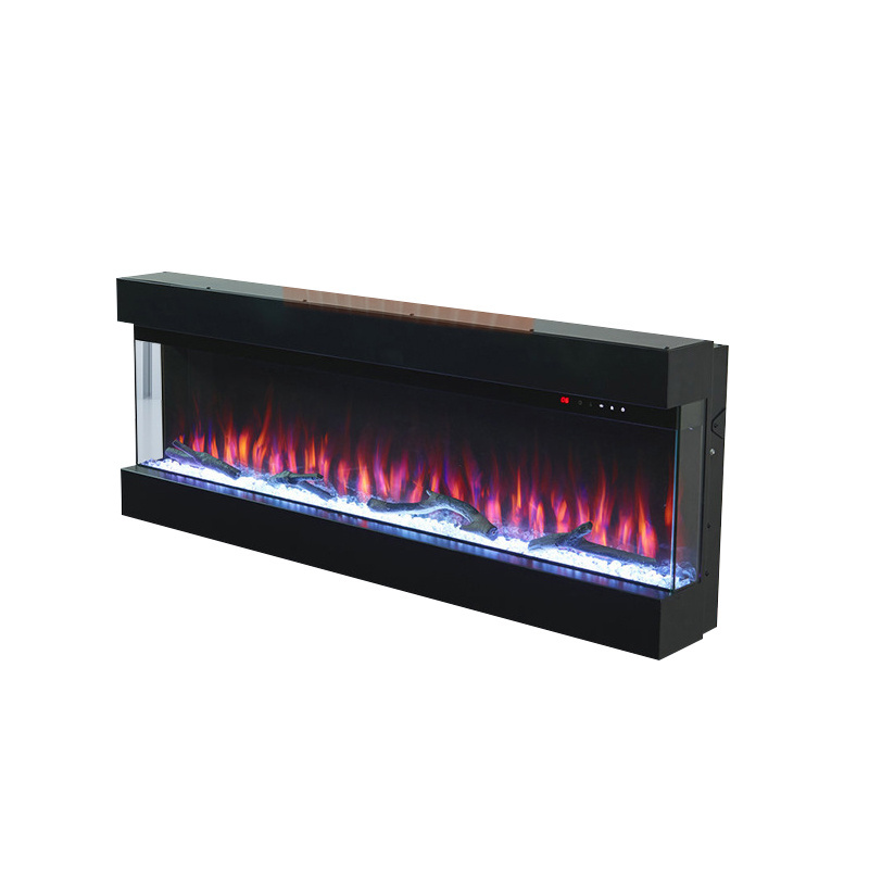 Black Electrical Fireplaces 13 Flame Colors 3 Sided Glass Electric Fireplaces Indoor Wall Mounted Freestanding Heater Fireplace