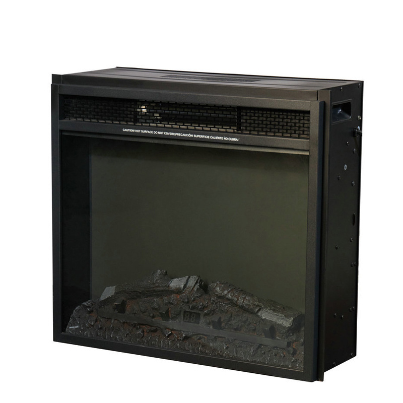 Linear Black Electrical Fireplaces Simulated Wood Burning Heater Fireplace Single Glass Side Tabletop Decoration Fireplace