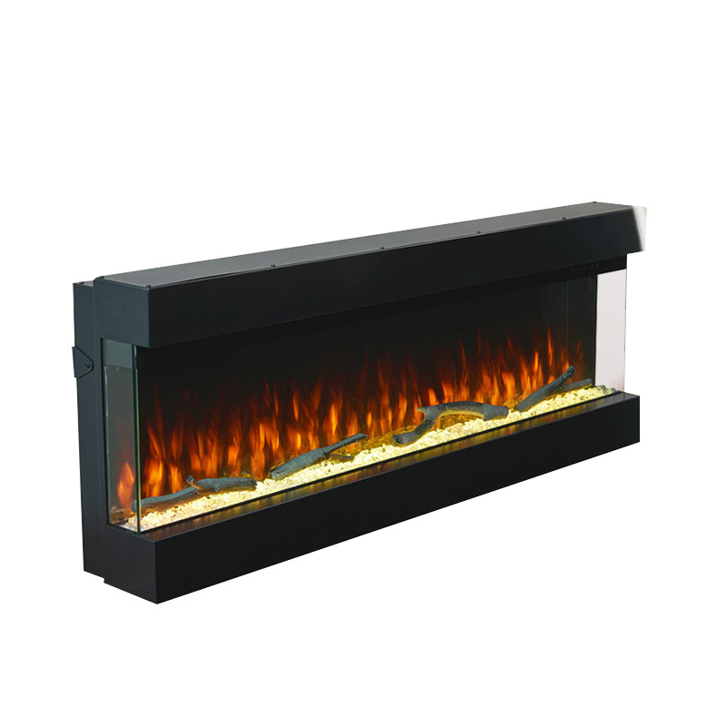 Modern 3-Side Glass Display Fireplace Double Flame Fireplace Electric Colour Change Wall Mounted Led Electric Fireplace