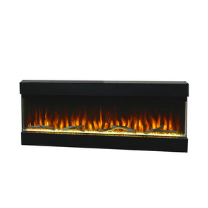 Modern 3-Side Glass Display Fireplace Double Flame Fireplace Electric Colour Change Wall Mounted Led Electric Fireplace