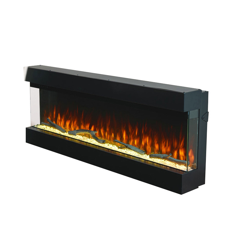 Black Electrical Fireplaces 13 Flame Colors 3 Sided Glass Electric Fireplaces Indoor Wall Mounted Freestanding Heater Fireplace