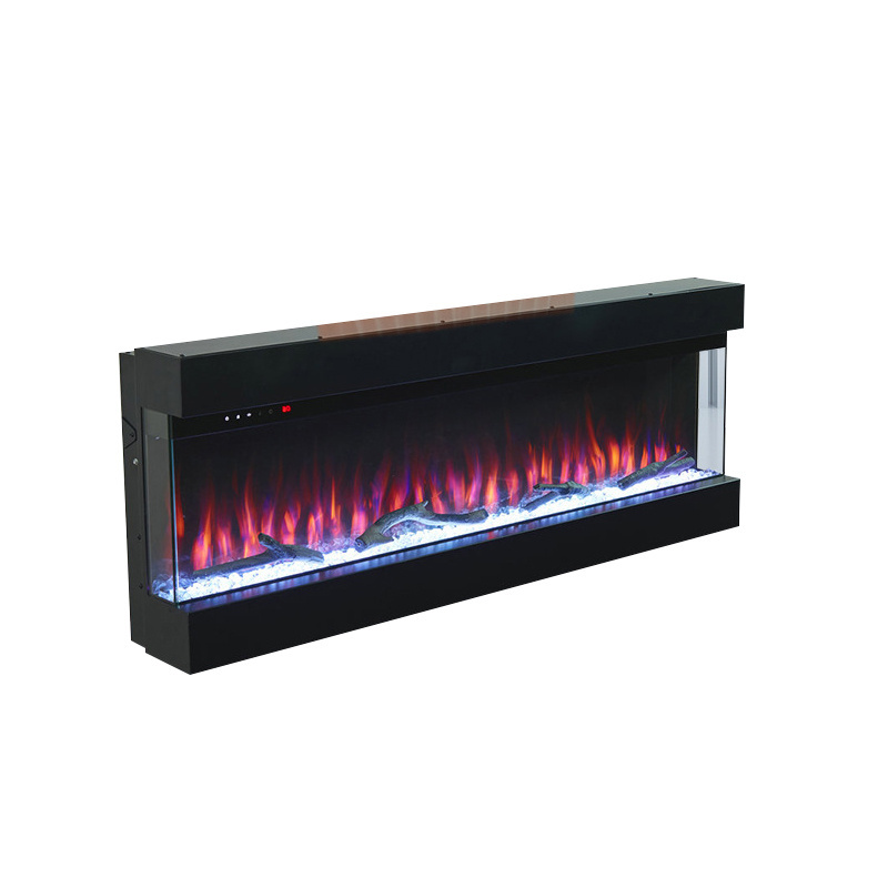 Modern 3-Side Glass Display Fireplace Double Flame Fireplace Electric Colour Change Wall Mounted Led Electric Fireplace