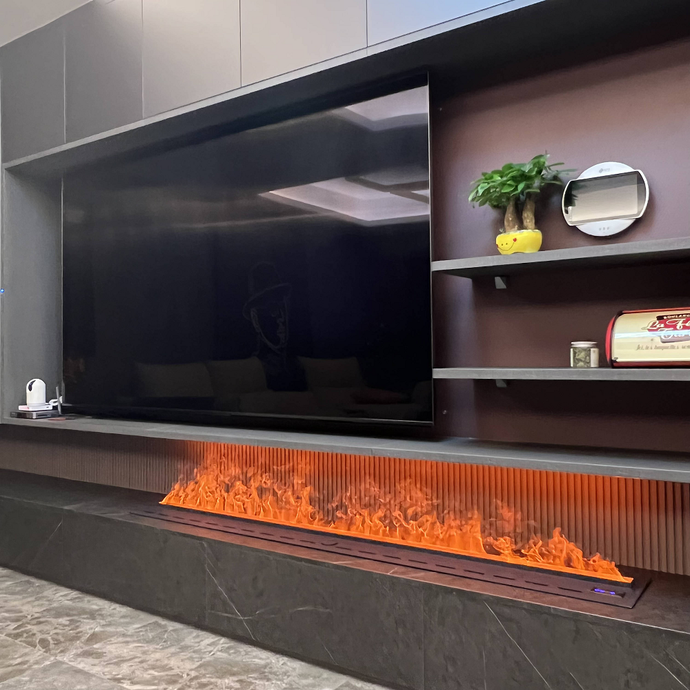 Customized smart electric fireplace Energy saving 70 inches 3d water vapor fire steam electric fireplace for under tv