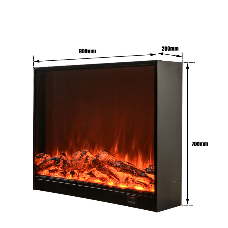 OEM/ODM Luxury modern fire place insert without heater decorative 900mm artificial built in electric fireplace