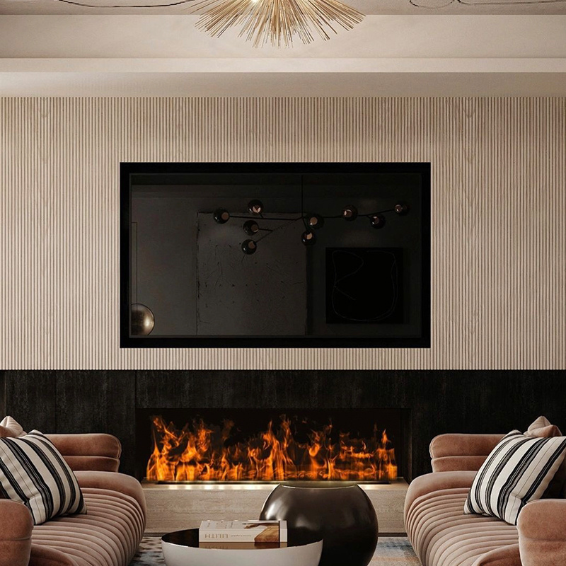 Customized smart electric fireplace Energy saving 70 inches 3d water vapor fire steam electric fireplace for under tv