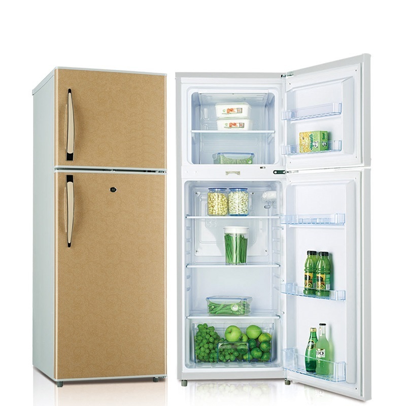 202L double door fridge and freezer top freezer , foaming door small refrigerator with lock