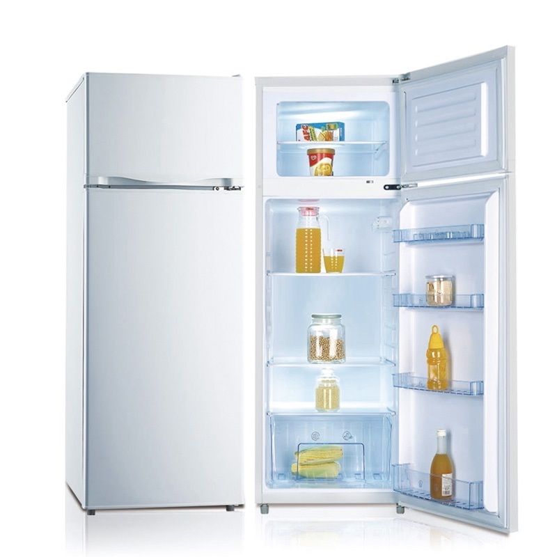 202L double door fridge and freezer top freezer , foaming door small refrigerator with lock