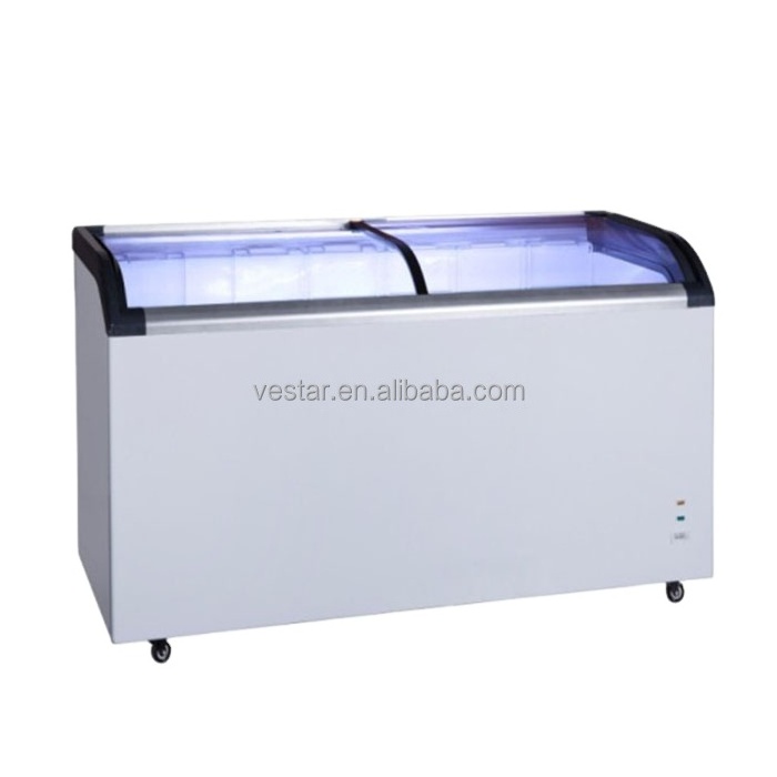 Static cooling system CE certifications glass door sliding chest freezer