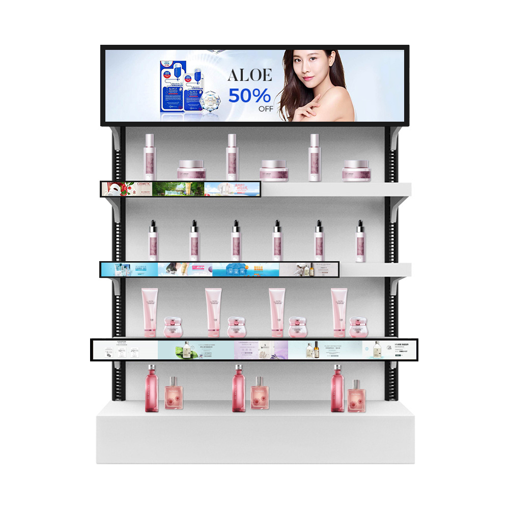 Mulit size stretched bar LCD display Android wide strip shelf display screen advertising equipment for shelves