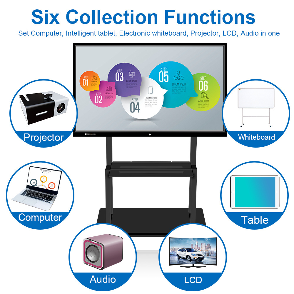 interactive whiteboard 65 75 86 98 inch Dual system touch screen display portable wall mounted smart digital board