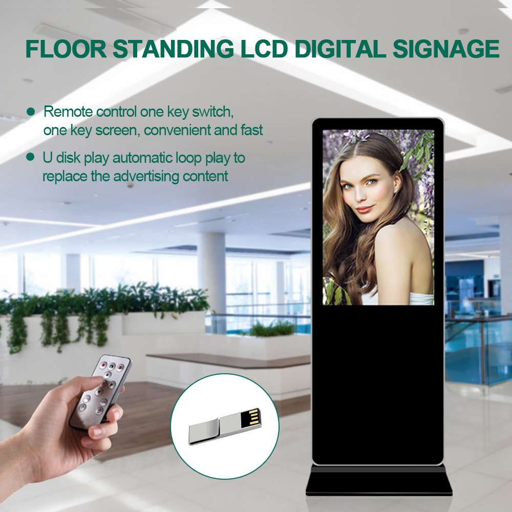 55 Inch Indoor Vertical Totem Android Advertising Video Display LCD Ultra Thin Free Standing Digital Signage Touch Screen Kiosk