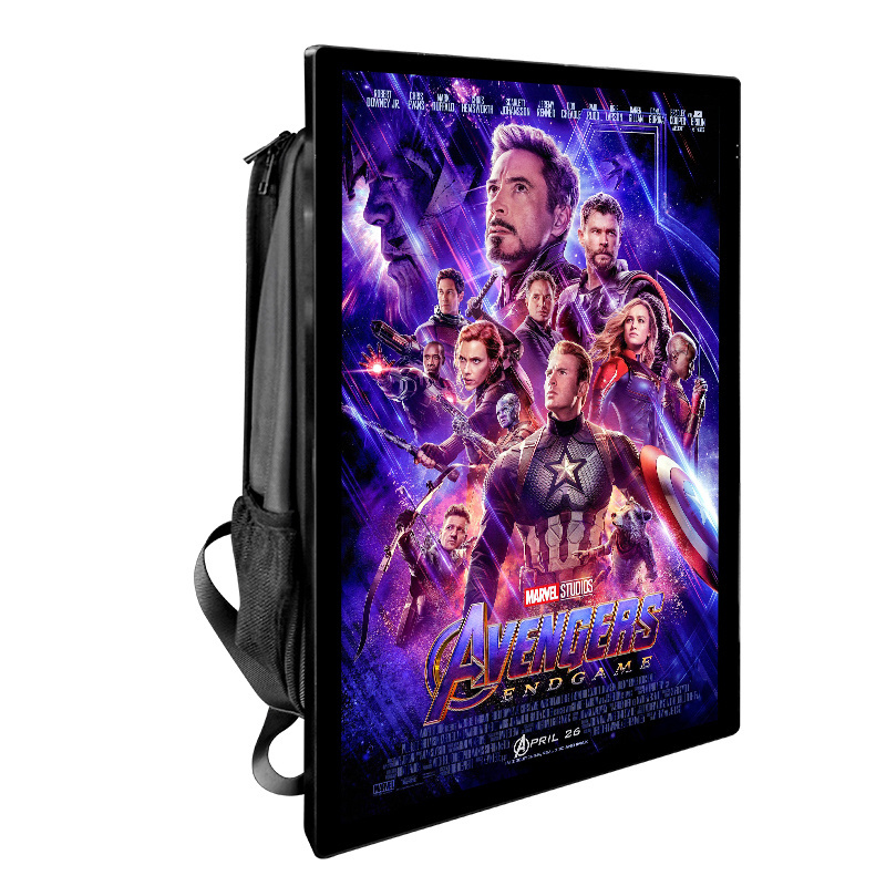 21.5 inch lcd media advertising player with battery Portable human walking capacitive touch billboard backpack