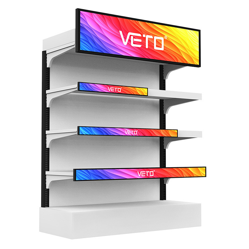 Ultra wide strip advertising screen android Infrared touch stretched bar type lcd display for supermarket retail shelf