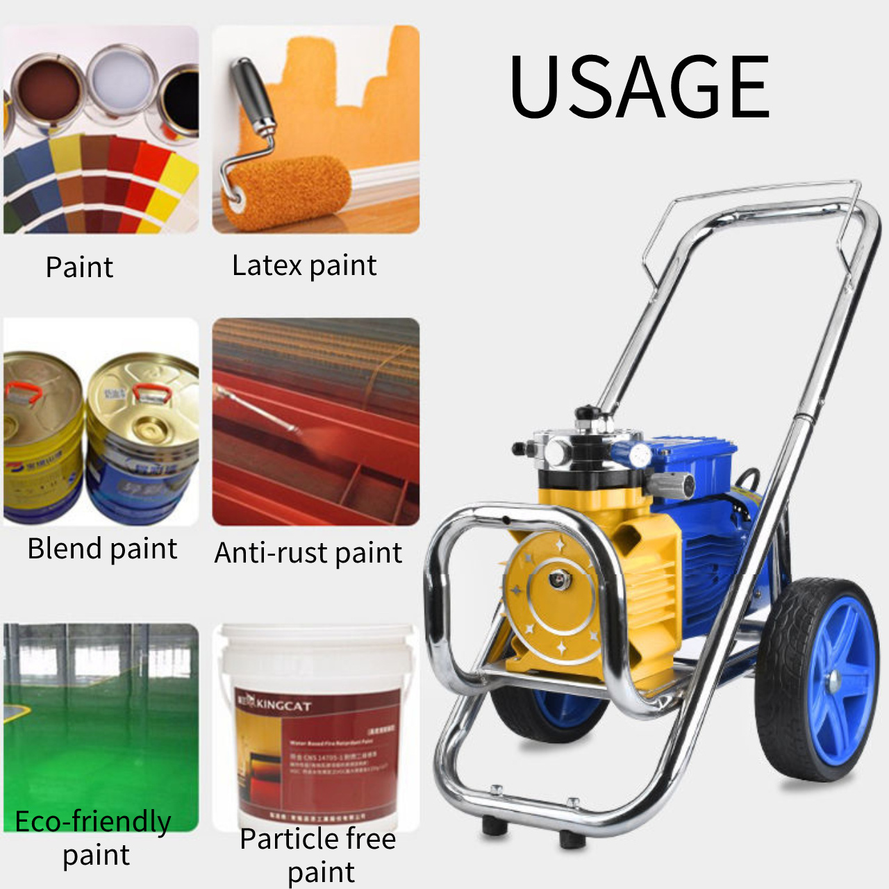 5500W Pneumatic Airless Paint Sprayers Electronic Machine for Wall Flooring Paint Sprayer with 42L Capacity Electric Industrial