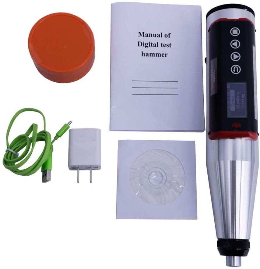 Digital Concrete Rebound Resiliometer Hammer Tester with Touchscreen OLCD Display 200 Standard Component Storage