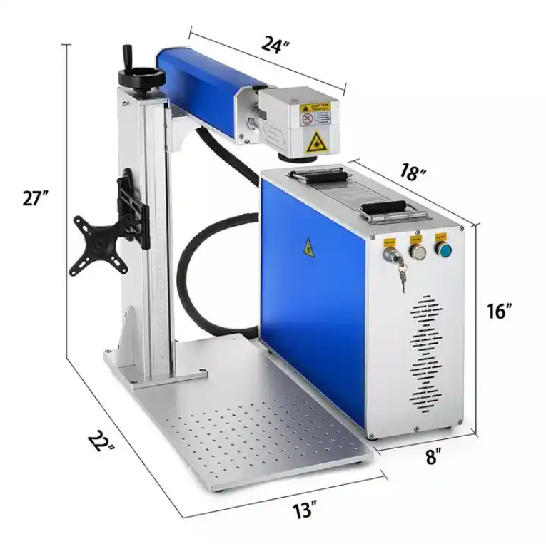 SIHAO blue and white 30w 50w raycus split deep engraving optical fiber laser marking machine for wood from China