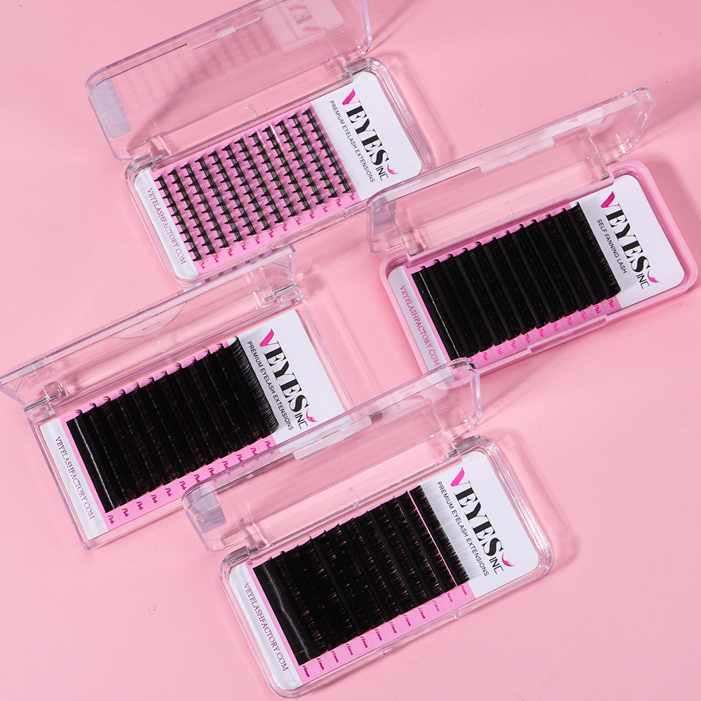 VEYES Jet Black Cashmere Lash Extensions Pinch Method Wholesale Silk Premium Lash Extension Trays Volume Lash Extensions